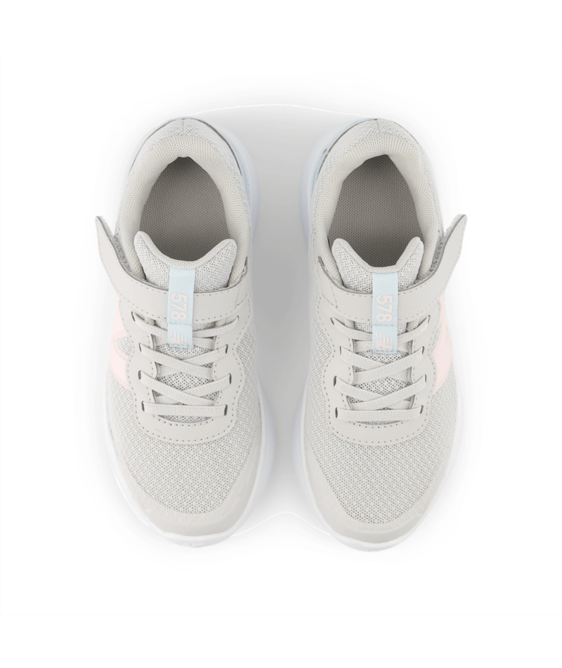 New Balance Kid's 578v1 Bungee Lace with Top Strap Shoe Grey Matter