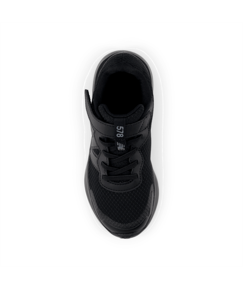 New Balance Kid's 578v1 Bungee Lace with Top Strap Shoe Black