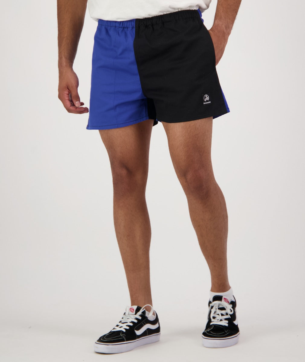 Swanndri Men's Chequered Cotton Rugby Short Blue/Black – RYOS NZ