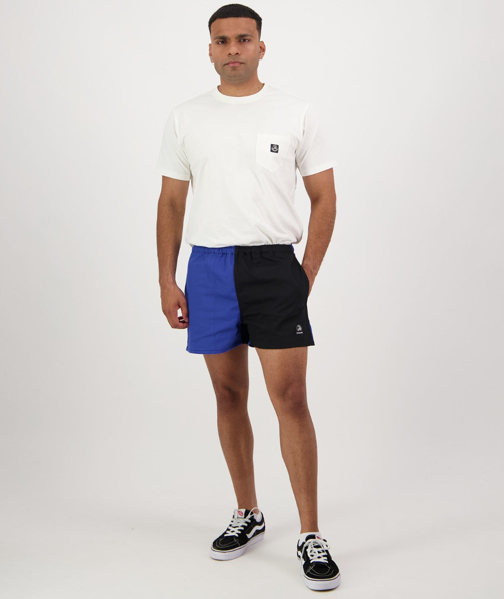 Swanndri Men's Chequered Cotton Rugby Short Blue/Black