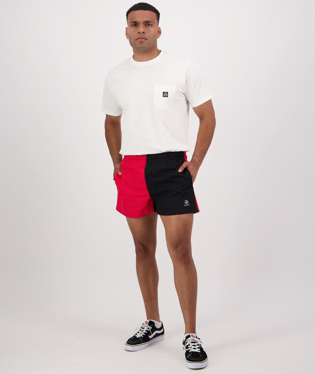 Swanndri Men's Chequered Cotton Rugby Short Red/Black