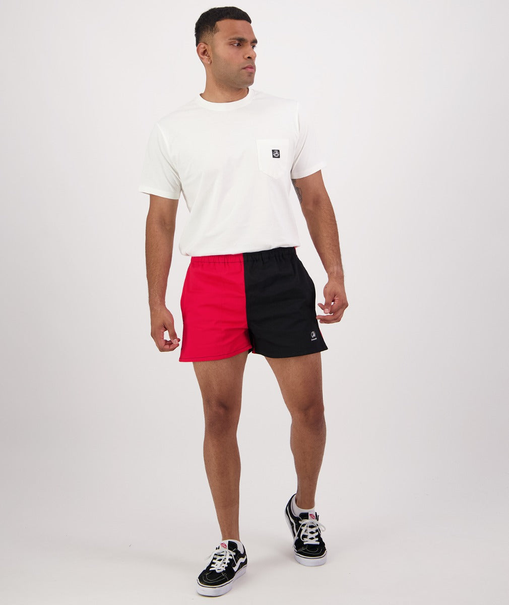 Swanndri Men's Chequered Cotton Rugby Short Red/Black