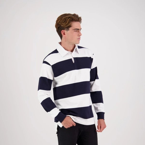 Striped Long Sleeve Rugby Jersey Navy/White