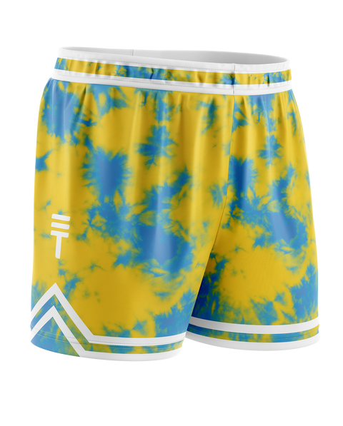 Triple Threat Tie Dye Basketball Short Yellow/Blue